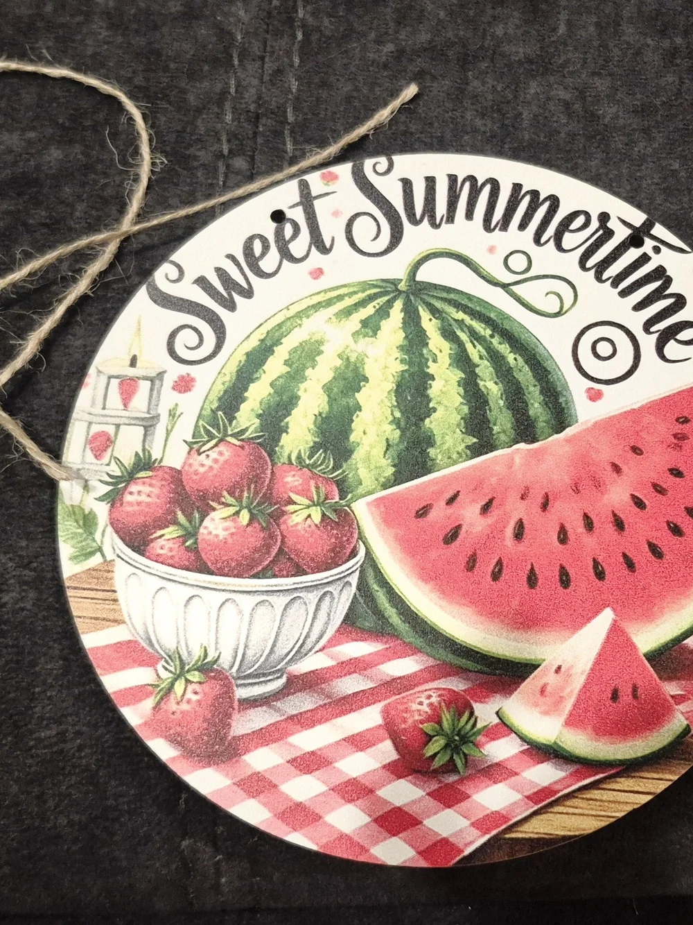 Sweet Summertime Watermelon & Strawberry Wall ART- Red Green DIY Swag, Wreath